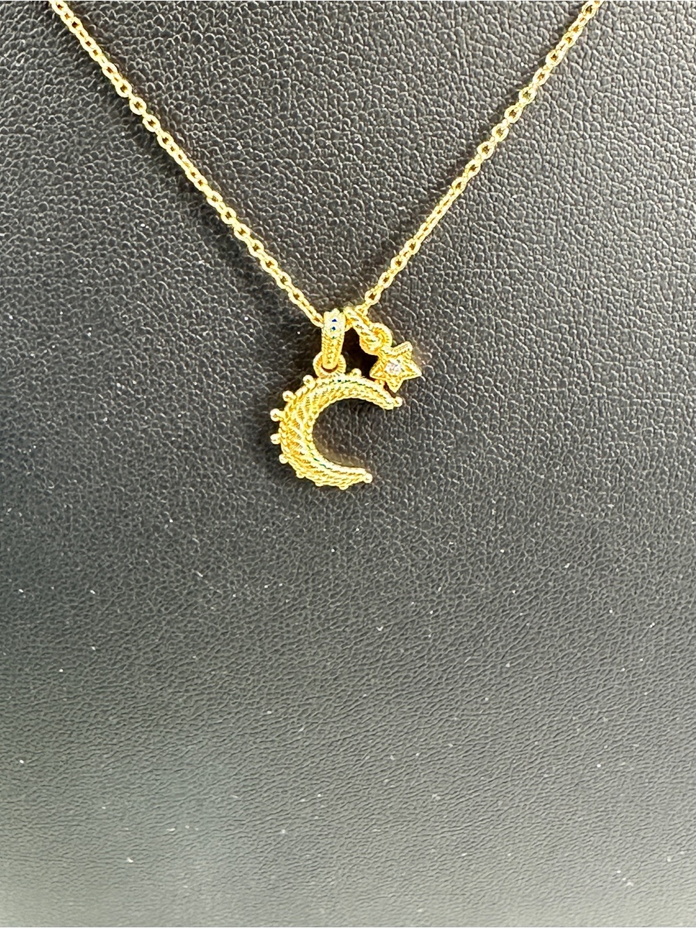 NIB Judith Ripka 14K Gold Necklace Moon & Star 3.6gm Charms/Pendants 16"-18" - Picture 5 of 11